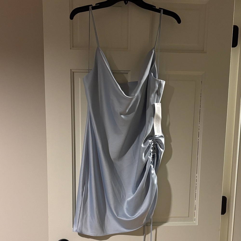 Topshop ruched side strappy satin mini dress - Picture 2 of 9